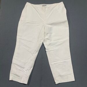 Kasper White Linen Blend Straight Leg Dress Pants High Rise 18W Elastic Back